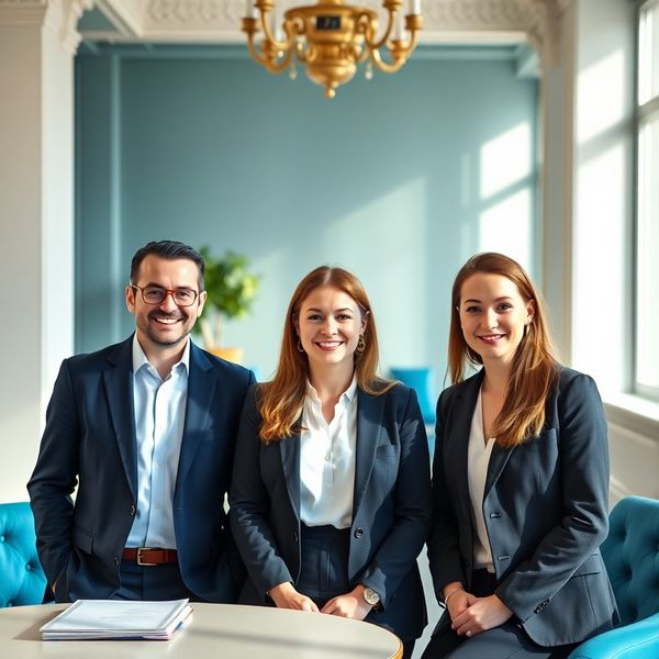 Skupinový portrét tří finančních poradců Atelieru Horák v pražské kanceláři